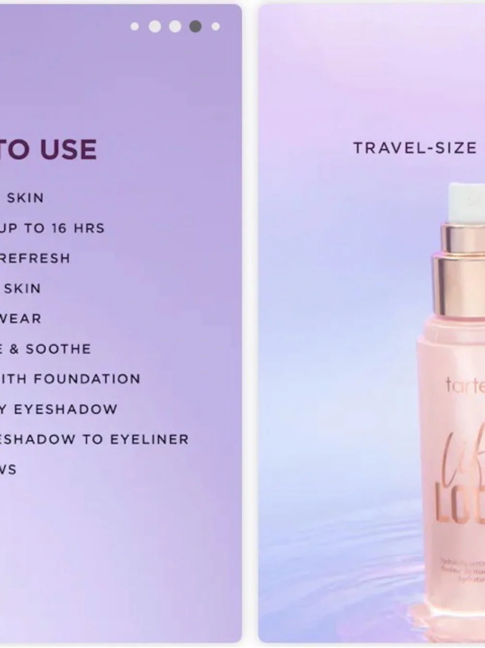 tarte life lock hydrating waterproof setting spray NIB